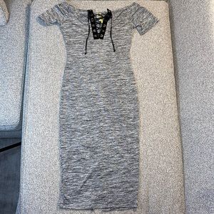 FASHION NOVA Midi Dress - Black/Gray